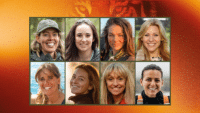 Headshots of Michaela Strachan, Anna Dimitriadis, Lizzie Daly, Megan McCubbin, Libby Penman, Sarah Roberts, Hannah Stitfall and Naomi Wilkinson for the Wild Women UK tour.