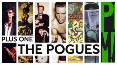 A montage of album art by The Pogues