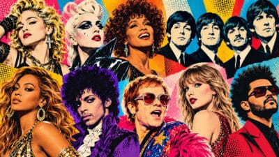 A montage of pop artists